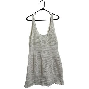 Hollister White Crochet Knit Scoop Neck Sleeveless Mini Dress Cover Up Size L